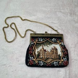 Cross stitch vintage snap closure purse 8‎ inches
